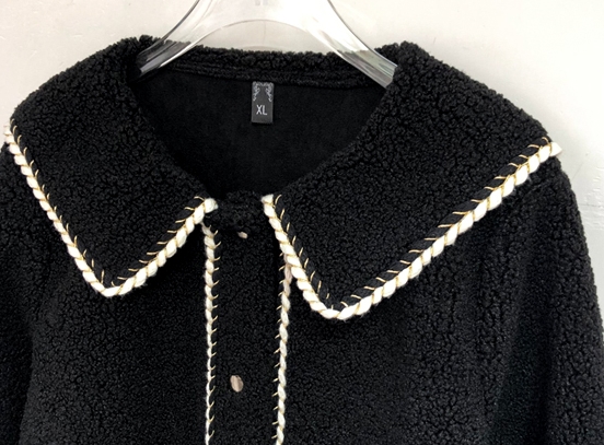 CS0002 เสื้อกันหนาวไซส์ใหญ่ ขนแกะ สีดำ