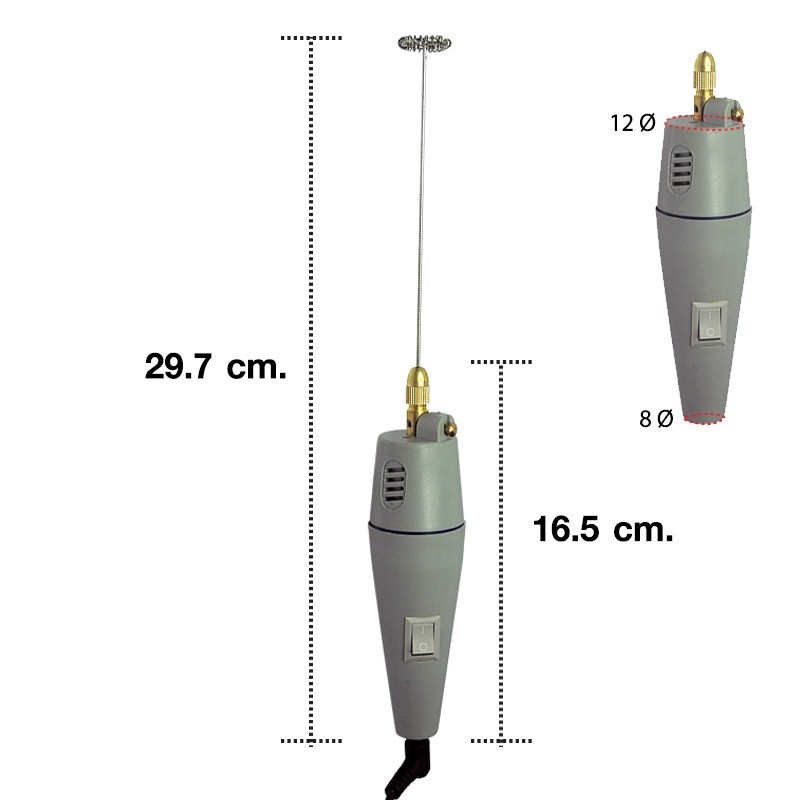 เครื่องตีฟองนมไฟฟ้า ด้ามสีเทา 12V. 10000RPM รหัส 1610-601