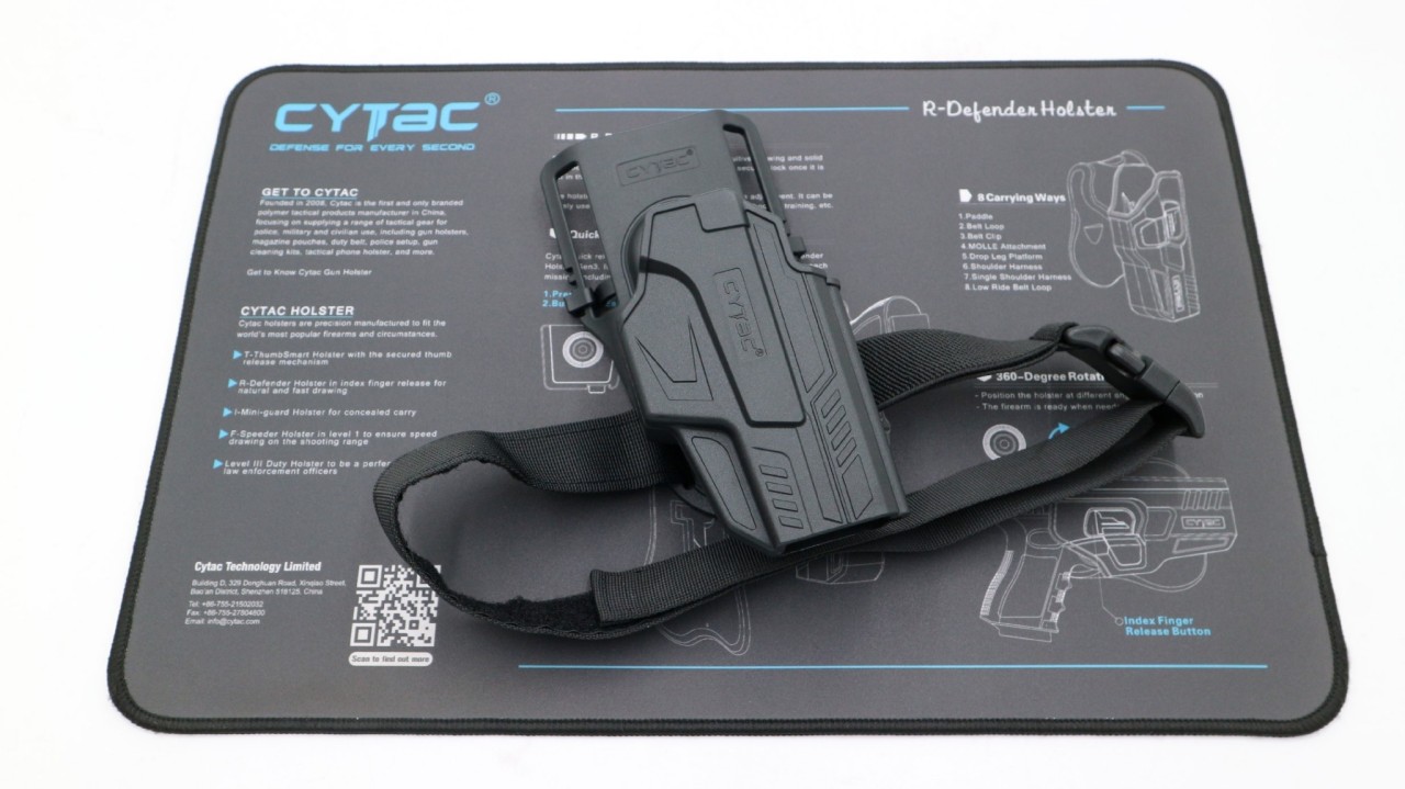 (งานแท้) ซองปืนปลดนิ้วโป้ง + เพลทลดต่ำ + รัดขา ยี่ห้อ Cytac