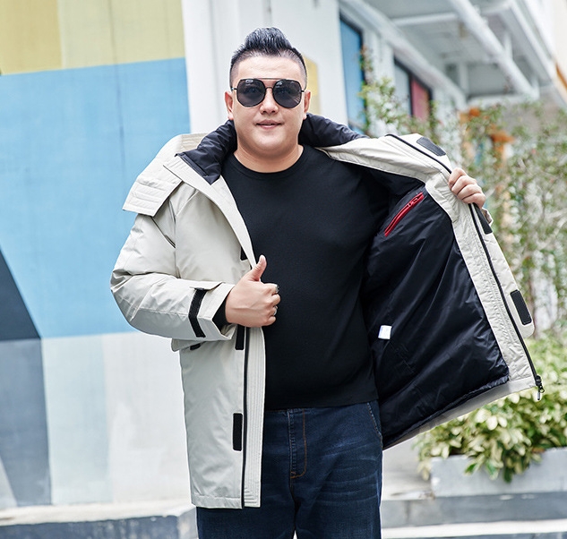 M2324-0026 โค้ทผู้ชายไซส์ใหญ่ ขนเป็ด กันน้ำ หล่อเท่ ๆ ซับถอดได้ ไม่ติดซิปหน้า