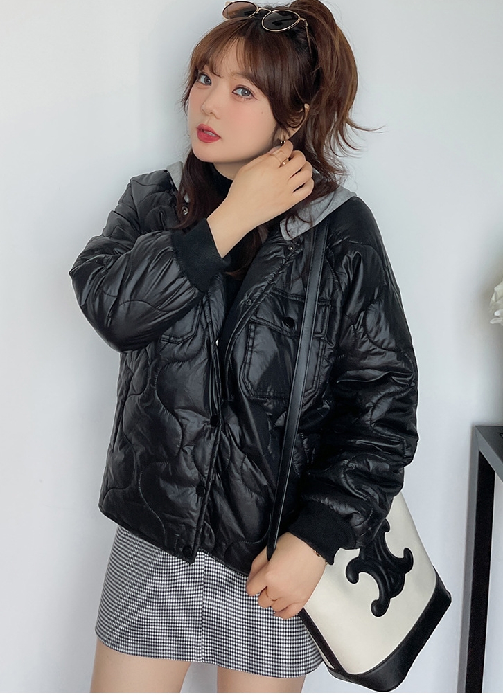 CS0001 เสื้อกันหนาวไซส์ใหญ่ ผ้าร่ม กระดุมหน้า มีHood