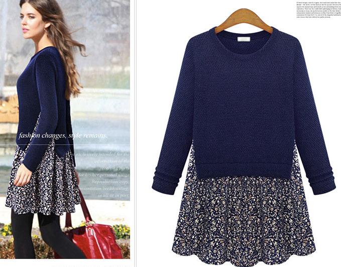 PreOrderไซส์ใหญ่ - เดรส-เสื้อกันหนาวไซส์ใหญ่ คนอ้วน เป็นชิ้นเดียวกัน เป็นอีกแบบที่น่ารัก ๆ ค่ะ สี : ดำ / น้ำเงิน