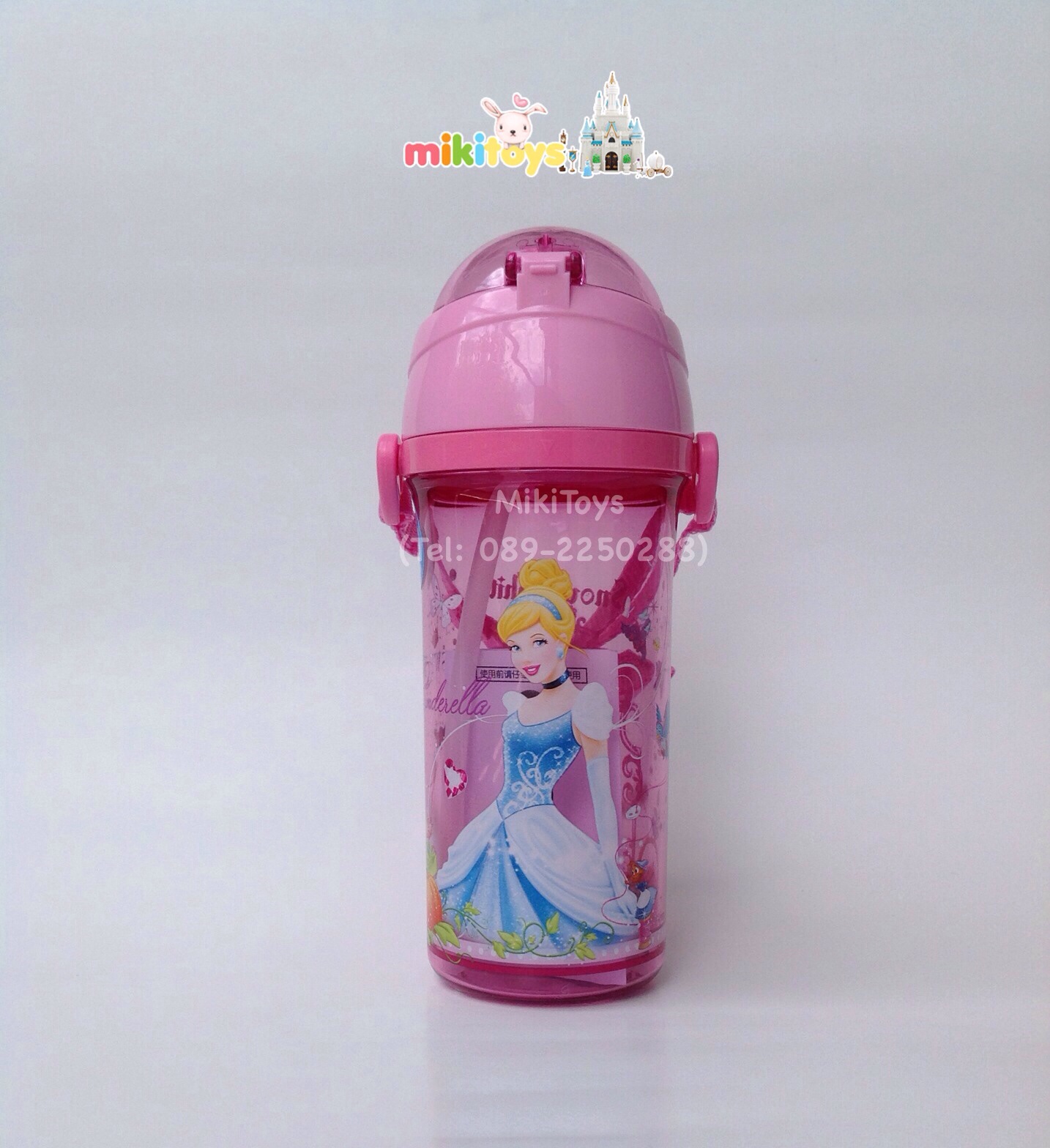 กระติกน้ำเจ้าหญิง Princess (SnowWhite&Cinderella)Disney 550ml. สีชมพูใส*BPA Free(ฟรีค่าจัดส่ง)