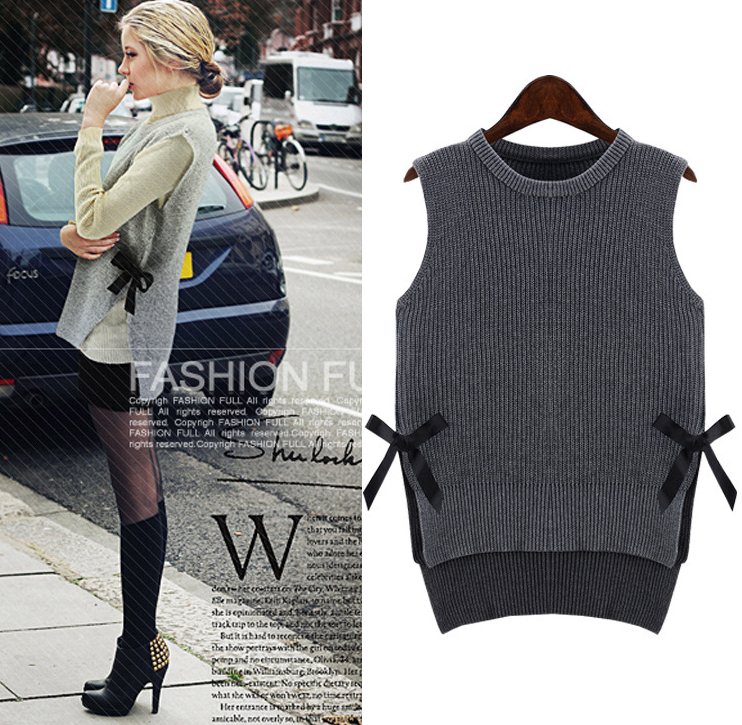 PreOrderคนอ้วน - เสื้อกันหนาวแฟชั่น ไซส์ใหญ่ คนอ้วน เสื้อกั๊กไหมพรมกันหนาว น่ารัก ๆ ไม่หนา สี : เทา / แดง