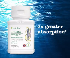 Nutrilite Omega สูตรใหม่ ดูดซึม omega3 ได้ถึง 3 เท่า ลดไขมันไตรกลีเซอราย ช่วยบำรุงสมองและหัวใจ