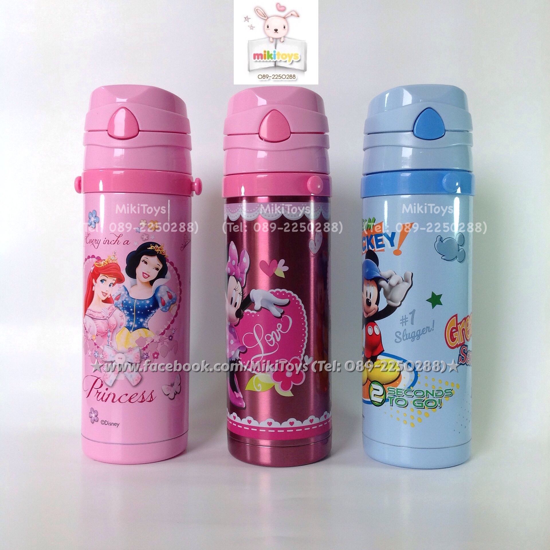 ✅กระติกน้ำมินนี่เมาส์ Minnie Mouse Bow-Tiqueใบใหญ่ 450ml. รุ่นกดแล้วฝาเด้ง เก็บอุณหภูมิ