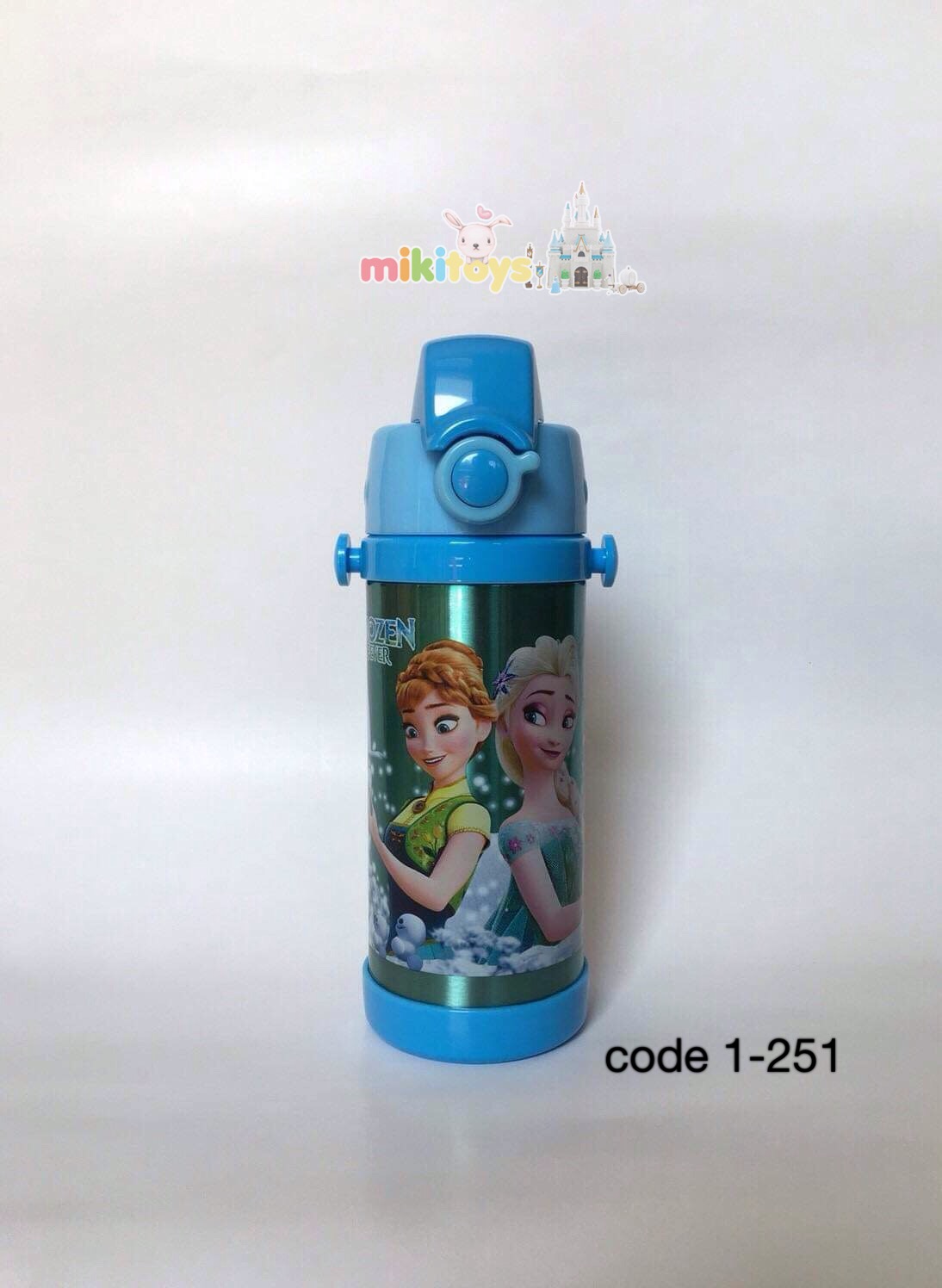 กระติกน้ำเก็บอุณหภูมิ new Frozen fever โฟรเซน ฟีเวอร์ ใหม่ สีฟ้า ขนาด350ml.