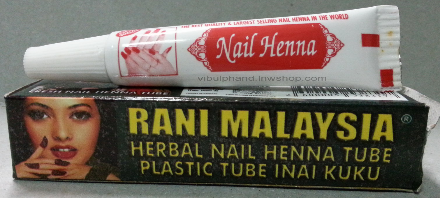 Rani Nail Henna เฮนน่าเพ้นท์เล็บ นิ้วมือสีแดงชนิดหลอดพลาสติก