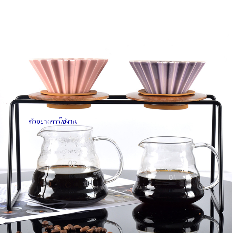 ชั้นวางแท่นกาแฟดริป 2 หลุด สีดำ พร้อมยางรองโถ ยาว 31 cm 1610-1767