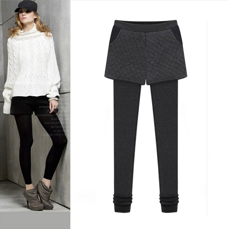 PreOrder - กางเกง-เลคกิ้งกันหนาวแฟชั่น ผ้าฝ้ายโพลิเอสเตอร์ ข้างในเป็นผ้ากำมะหยี่เก็บความร้อน สี : เทา / ดำ