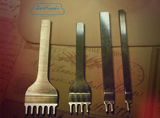 ชุดส้อมตอก ระยะฟันห่าง 4 มิล ระยะฟันกว้าง 2.0 มิล ส้อม 1+2+4+6 ฟัน รุ่นเหรียญทอง เหล็กขาวแข็ง