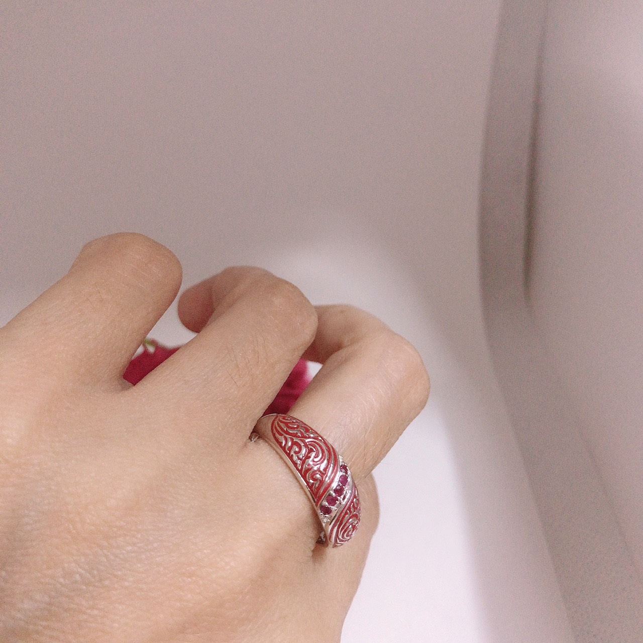 แหวนเงินแท้ พลอยทับทิมแท้(ราศีกรกฎ)