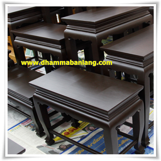 โต๊ะหมู่บูชา หมู่ 9 หน้า 8 แบบเรียบ ไม้เบญจพรรณ ขาสิงห์ สีโอ๊คด้าน (คลิ๊กดูขนาด)