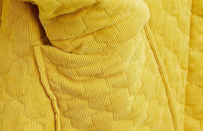 CO-012 โค้ทกันหนาวผ้าลูกฟูก บุนุ่นด้านใน มีHood สีเหลือง / น้ำเงิน