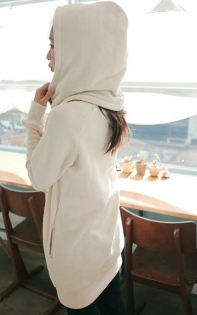 Pre Order - เสื้อกันหนาวแฟชั่นเกาหลี แยกหมวกออกจากตัวเสื้อได้ สะดวกสบาย : สีเบจ / สีเทาอ่อน