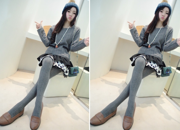 Pre Order - เสื้อกันหนาวแฟชั่นเกาหลี กระเป๋าหน้าสองข้าง ชายเสื้อทำเป็นกระโปรงเย็บติดกัน : สีขาว / สีเทา / สีดำ