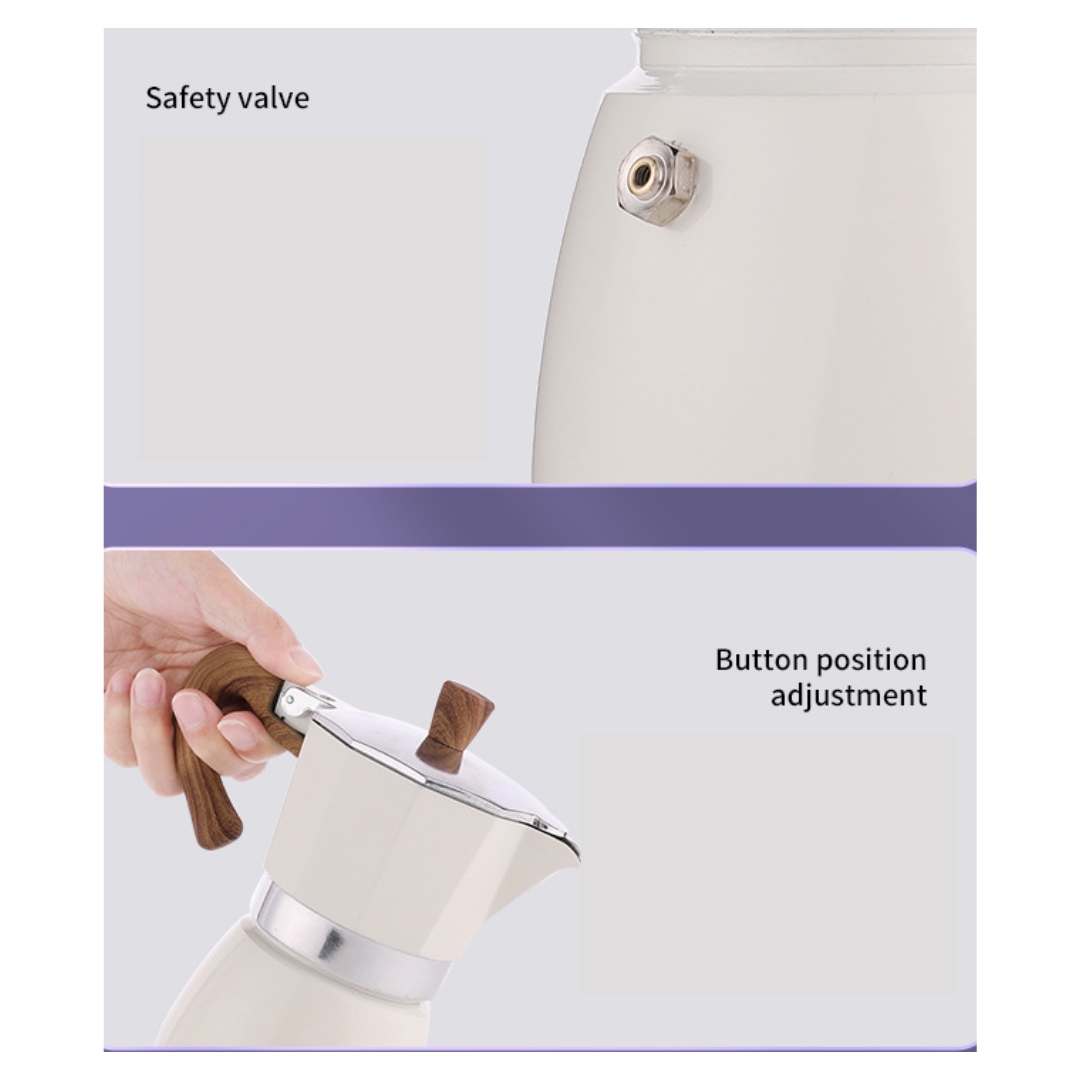 มอคค่าพอท กาต้มกาแฟ อลูมีเนียม ขนาด 3 คัพ 150 ml สีบูติกครีม Moka Pot 3 Cup Lake Blue รหัส 1839