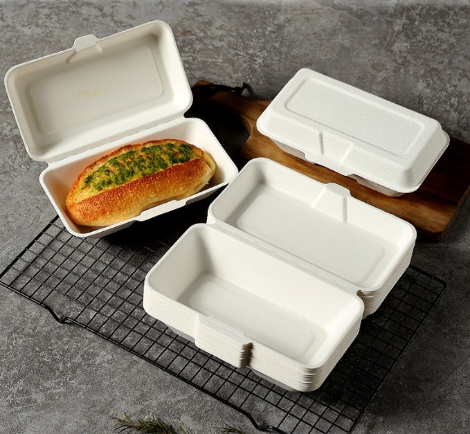 กล่องใส่ Hotdog -ขนมทรงยาว ขนาด 650 ml. ย่อยสลายได้ในธรรมชาติ แพ็ค 50/100 ชิ้น