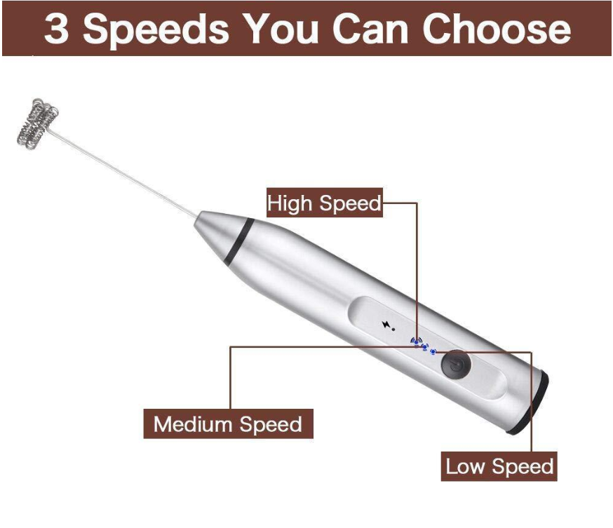 เครื่องตีฟองนมเครื่องตีไข่ ชาจไฟ USB 1610-373 สีดำ