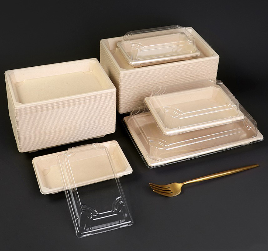 กล่องซูชิ-ขนม-เค้ก กระดาษเคลือบกันน้ำ-น้ำมัน ฝาใส แพ็ค 50 ชิ้น