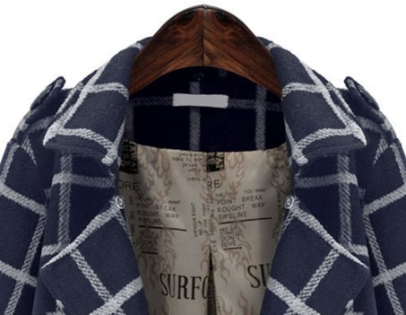 PreOrderคนอ้วน - เสื้อกันหนาวแฟชั่น ไซส์ใหญ่ คนอ้วน เสื้อไหมพรม คลุมด้วยเสื้อลายสก๊อตด้านนอก สีเทาน้ำเงิน