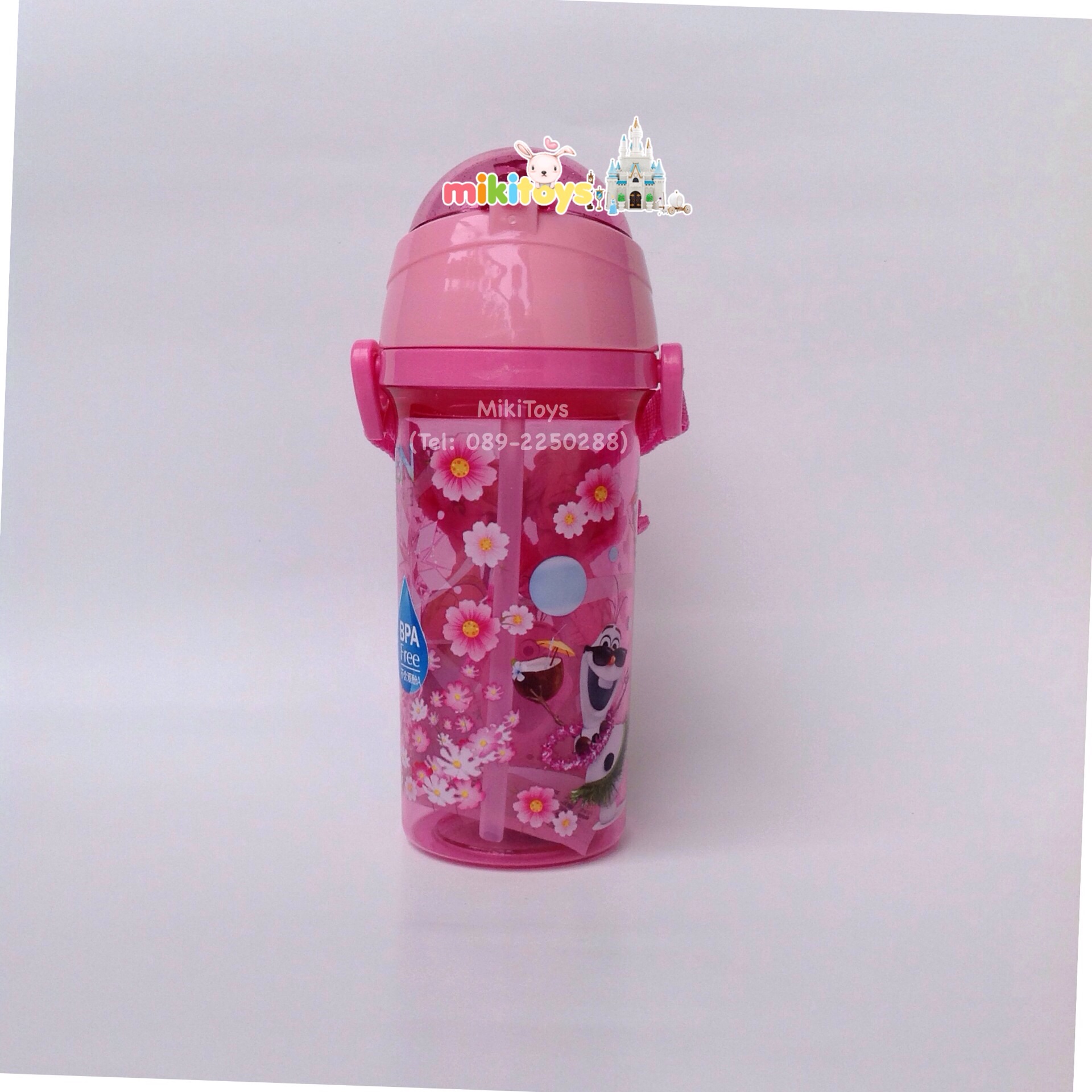 กระติกน้ำเจ้าหญิง Frozen FEVER (Elsa&Anna&Olaf) สีชมพู โฟรเซ่น ฟีเวอร์ลายใหม่