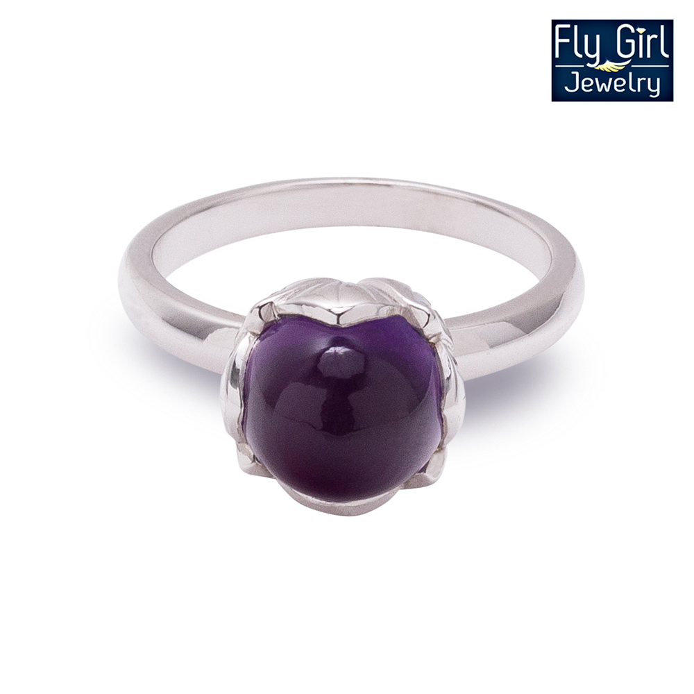 แหวนเงินแท้ พลอยอเมทิสต์แท้(ราศีกุมภ์)