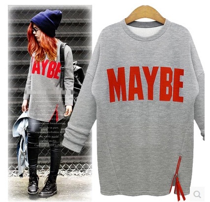 PreOrderคนอ้วน - เสื้อยืดกันหนาวไซส์ใหญ่ พิมพ์ตัวอักษรด้านหน้า สี : เทา / ขาว / ดำ