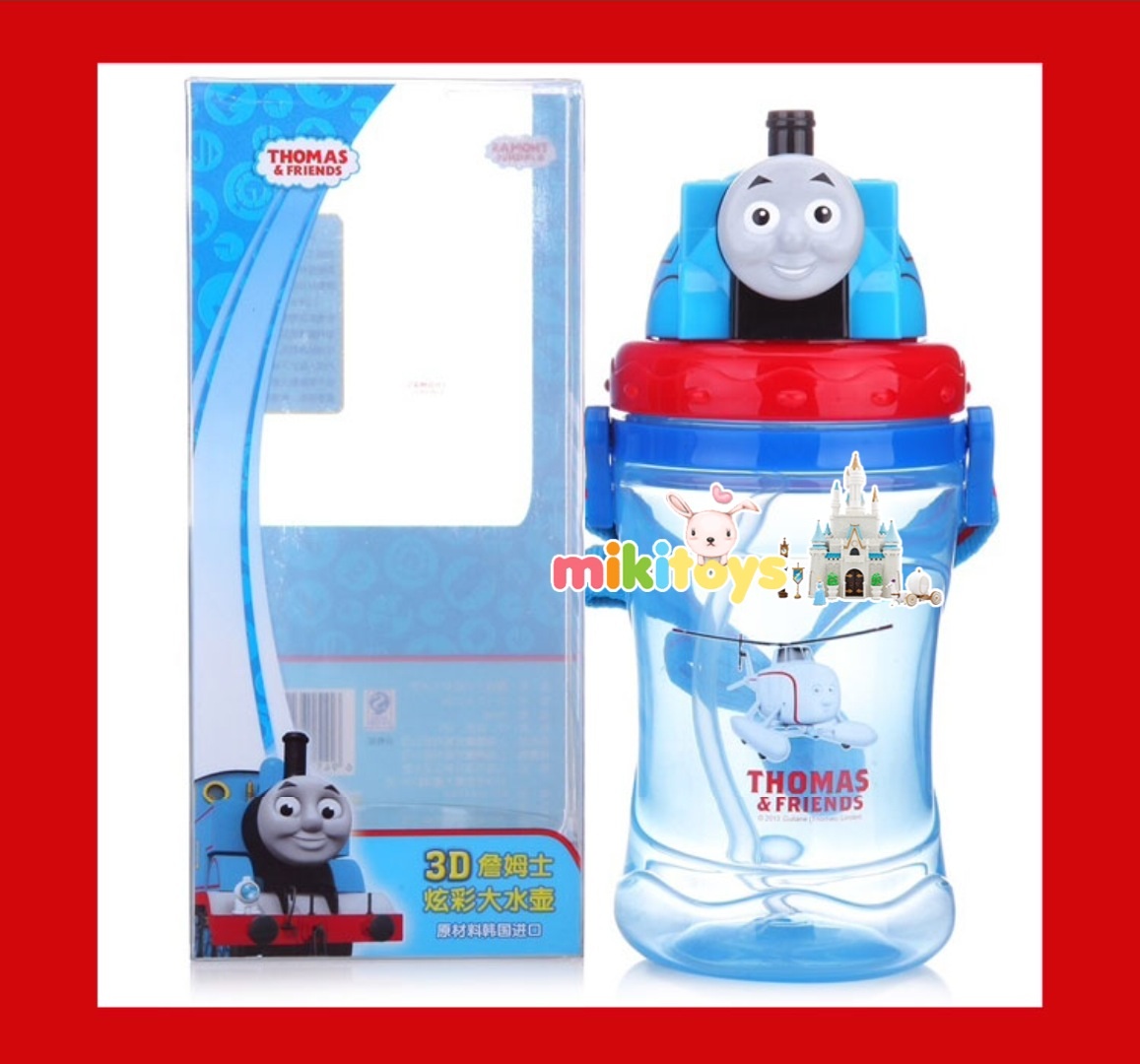 กระติกน้ำ Thomas 3D (THOMAS สีฟ้า-แดง)ฝาเลื่อน3D หลอดในตัว **แถมหลอดดูดสำรองให้1ชิ้นด้วยค่ะ