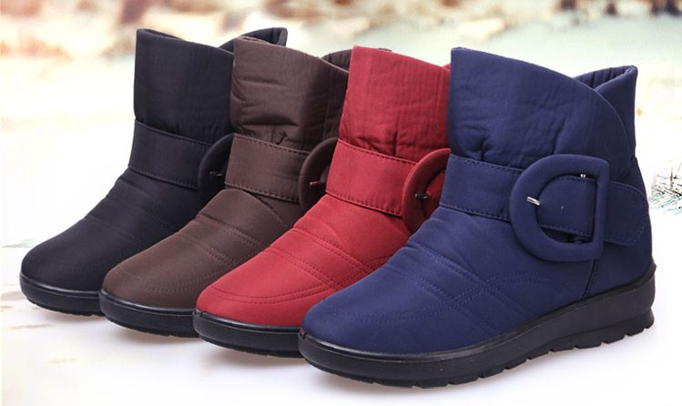 Pre Order - รองเท้ากันหนาว รองเท้าลุยหิมะ ผ้าร่มกันน้ำ ข้างในบุกำมะหยี่ อีกแบบ สูง 17cm สี : น้ำเงิน / ดำ / น้ำตาล / ไวน์แดง ไซส์ 36 / 37 / 38 / 39 / 40 / 41 / 42