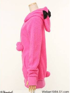 Pre Order - เสื้อกันหนาวแฟชั่น แบบน่ารัก Hood เป็นหูกระต่ายติดโบว์ : สีดำ / สีแดง / สีชมพู / สีขาว