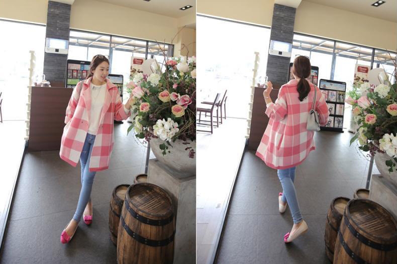 Pre Order - เสื้อกันหนาวแฟชั่นเกาหลี เสื้อแจ๊คเก็ตหนาลายสก๊อต สี : สีน้ำเงิน / สีแดง / สีดำ