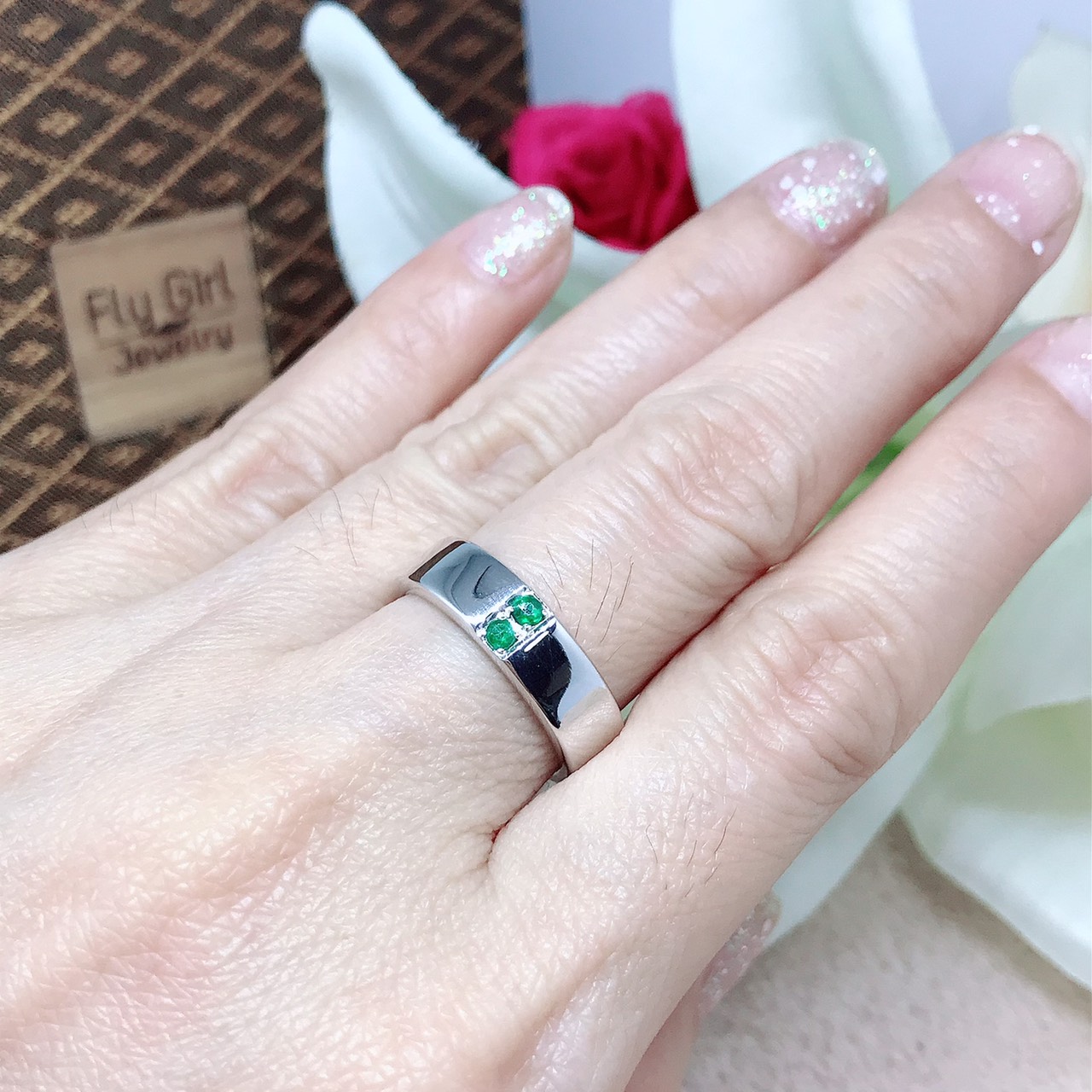 แหวนเงินแท้ พลอยมรกตแท้(ราศีพฤษภ)