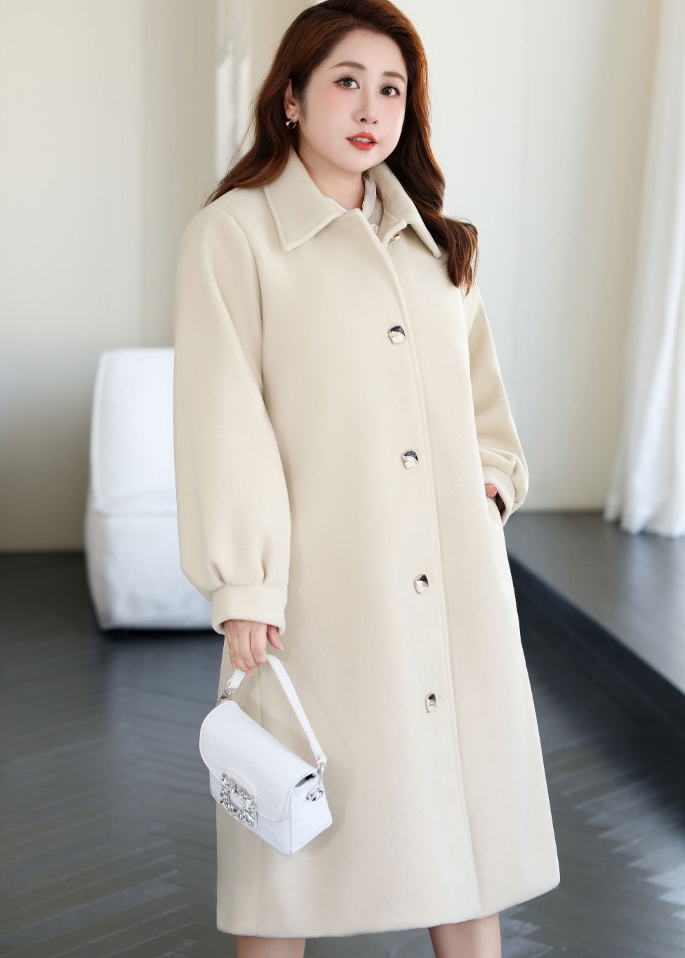 2324-0077 โค้ทวูลยาวไซส์ใหญ่ อีกแบบ สวย ๆ