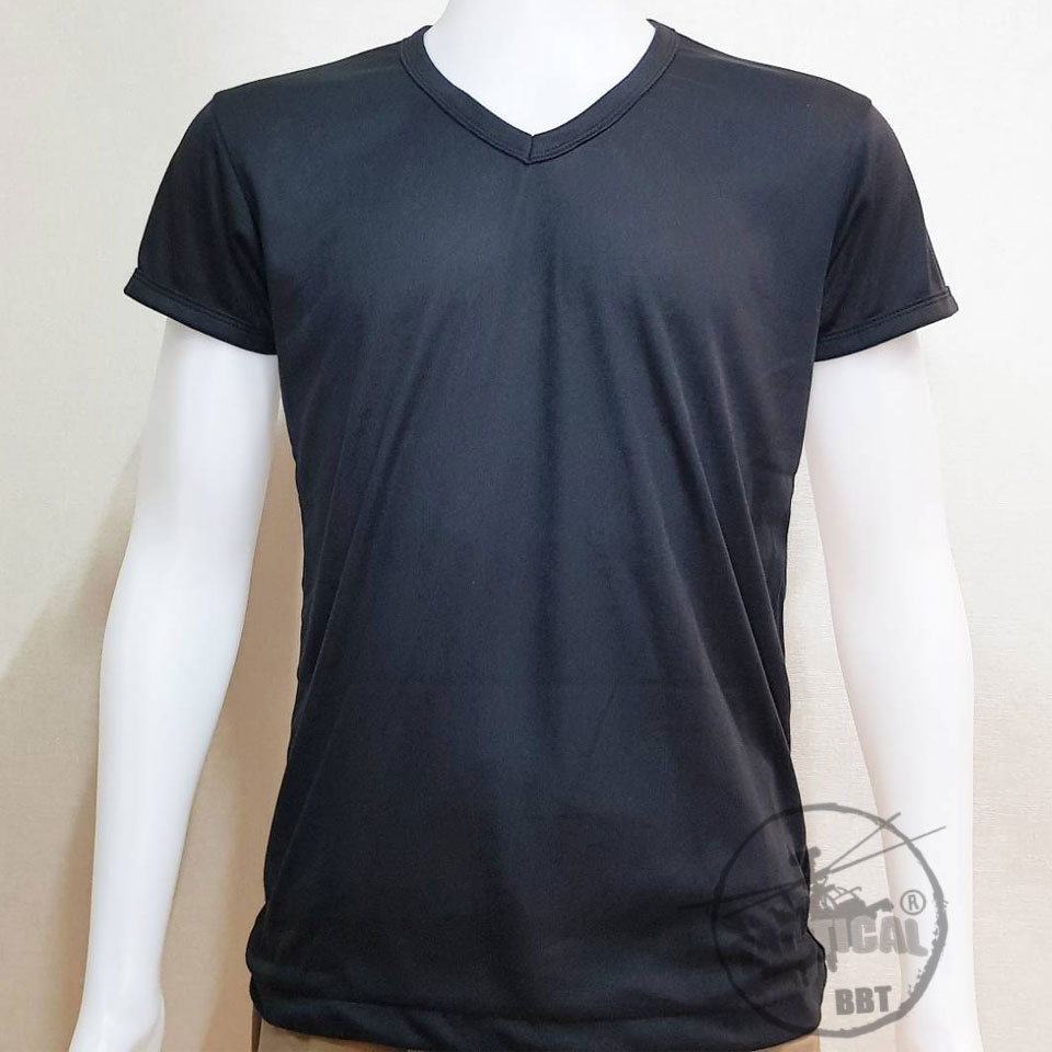 เสื้อยืดแขนสั้น คอวี ผ้า TC 5 สี (ดำ น้ำตาล เขียว กรมท่า ขาว)