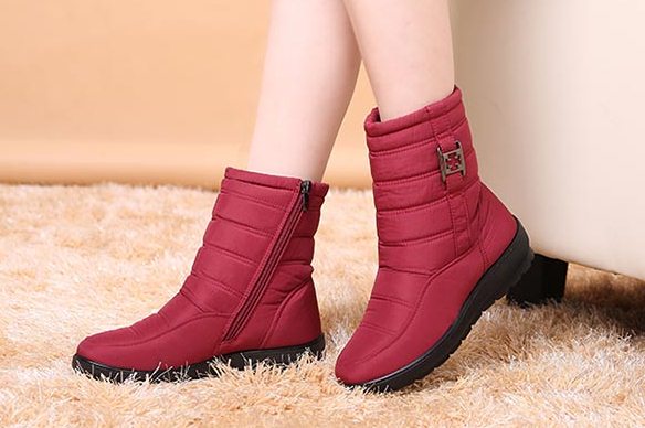 Pre Order - รองเท้ากันหนาว รองเท้าลุยหิมะ ผ้าร่มกันน้ำ ข้างในบุกำมะหยี่ ซิบข้าง สูง 19cm สี : น้ำเงิน / ดำ / น้ำตาล / ไวน์แดง / เขียว ไซส์ 36 / 37 / 38 / 39 / 40 / 41 / 42