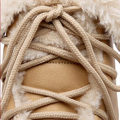 Pre Order - รองเท้ากันหนาว รองเท้าลุยหิมะ หนังPU+กำมะหยี่ ข้างในบุหนังสัตว์ สูง 12cm รอบขา 26cm สี : กากี / ดำ / ขาว ไซส์ 34 / 35 / 36 / 37 / 38 / 39 / 40 / 41 / 42