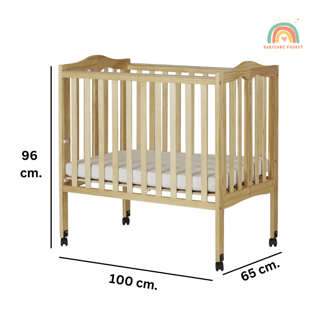 เตียงไม้พับได้สำหรับเด็ก Foldable Wooden Crib for baby