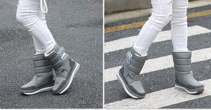 Pre Order - รองเท้าบูทกันหนาว รองเท้าบูทลุยหิมะ ผ้าร่ม+หนังPU ข้างในบุหนังสัตว์ สี : เทา / ดำ / ชมพู / ไวน์แดง / ฟ้า / ม่วง / กากี ไซส์ 35 / 36 / 37 / 38 / 39 / 40