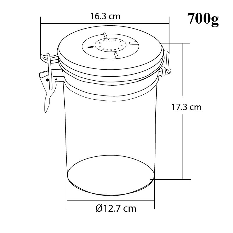 โถเก็บเมล็ดกาแฟ สูญกาศ กันความชื้น 700 กรัม รหัส 1610-576