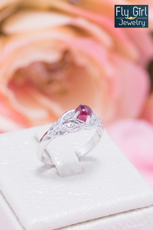 แหวนเงินแท้ พลอยทับทิมแท้(ราศีกรกฎ)