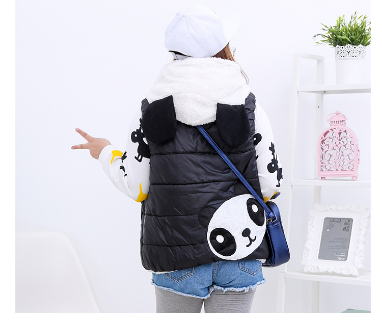 PreOrderคนอ้วน - เสื้อกั๊กกันหนาวแฟชั่น ไซส์ใหญ่ คนอ้วน ทรงแพนด้า พิมพ์หน้าแพนด้าด้านหลัง มีHoodแพนด้า สี : เขียวทหาร / ส้ม / เขียวเรืองแสง / เขียว / ดำ