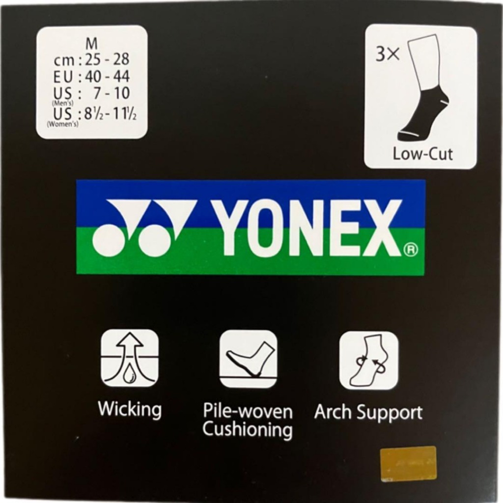 ถุงเท้าเทนนิสแบดมินตัน โยเน็กซ์ Yonex สำหรับผู้ชาย ถุงเท้าหุ้มข้อ Low cut สำหรับผู้ชาย ขนาด25-28cm (ชุด 3 คู่) 19223Y