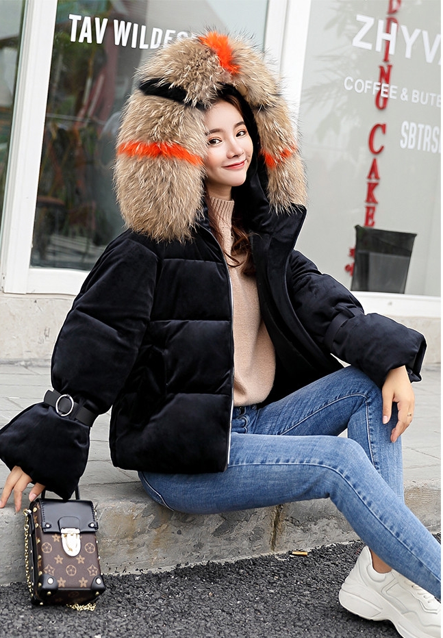 Pre-LD01 - Preเสื้อกันหนาว - ผ้าฝ้ายกำมะหยี่ บุนุ่น เฟอร์ถอดได้ สี : ชมพู / ดำ / คาราเมล / ครีมเบจ / เทาเข้ม / น้ำเงินเข้ม