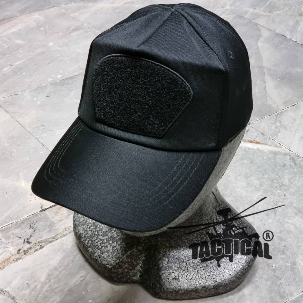 หมวกแก๊ป ซิปหลัง ดำ มีตีนตุ๊กแก