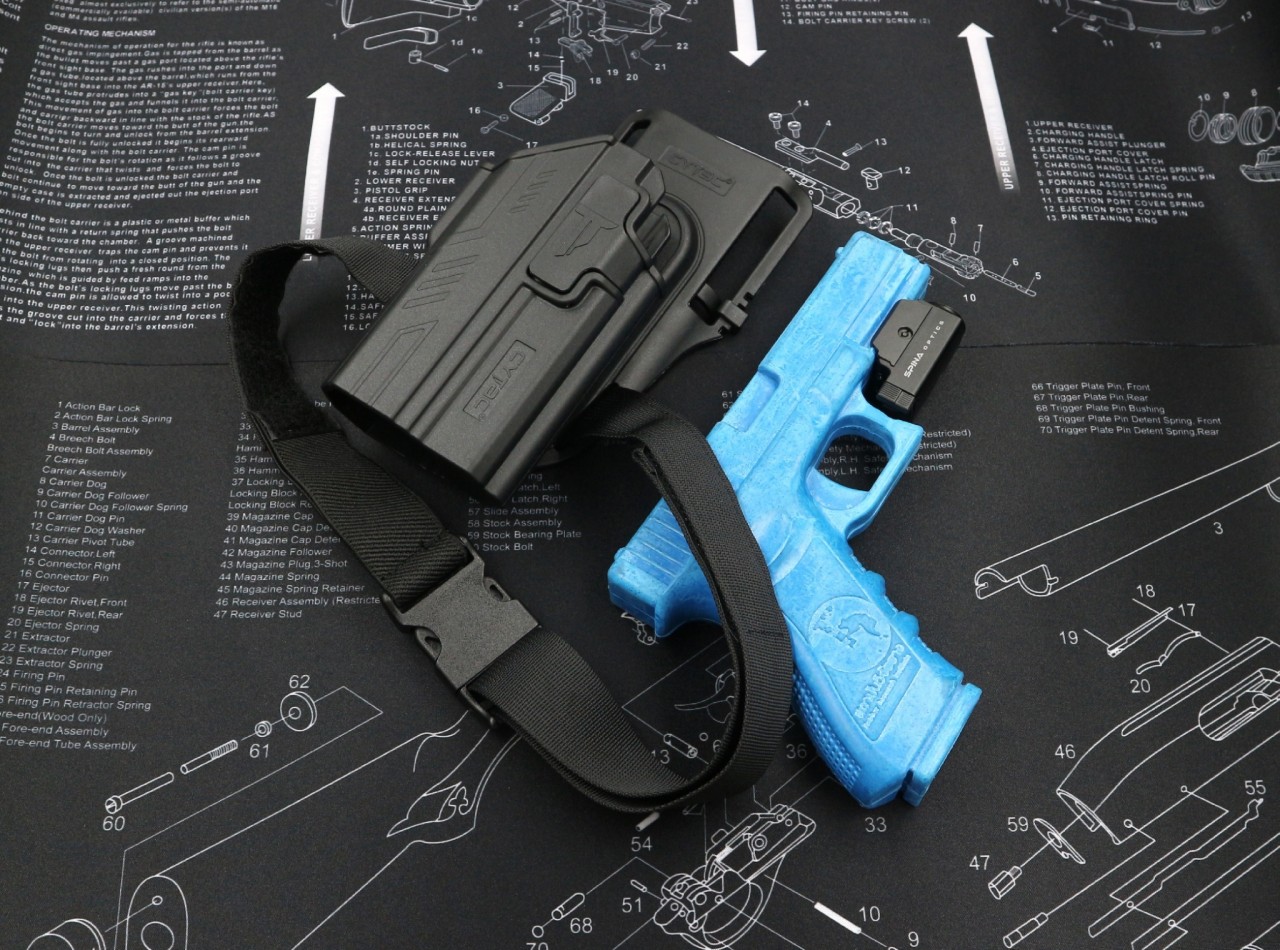 (งานแท้) ซองปืน G17/G19 ติดไฟฉาย + เพลทลดต่ำ + รัดขา ยี่ห้อ Cytac