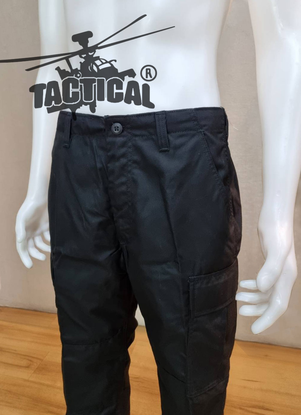 กางเกงเดี่ยวรุ่น 11 ดำ ผ้าหนานุ่ม (มีตีนตุ๊กแกปลายขา)