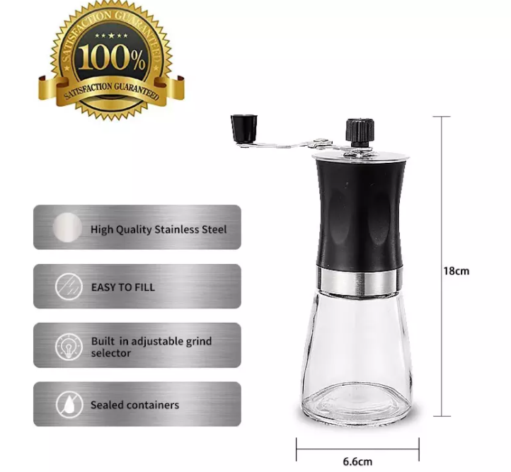 เครื่องบดกาแฟ มือหมุน 1614-150 เครื่องบดกาแฟ มือหมุน สีน้ำตาล 1614-150-C04