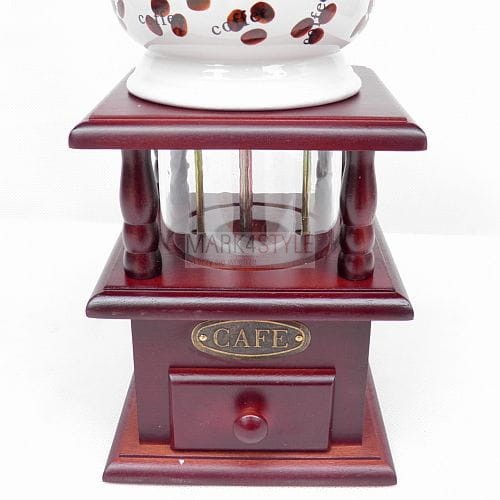 เครื่องบดกาแฟแบบมือโยกทำจาก ไม้ เซรามิก พลาสติก มีลิ้นชักสำหรับใส่กาแฟบด รหัส 0124