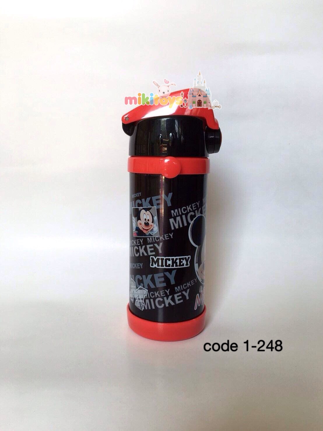 กระติกน้ำเก็บอุณหภูมิ Mickey mouse มิกกี้เมาส์ สีแดงดำขนาด350ml.
